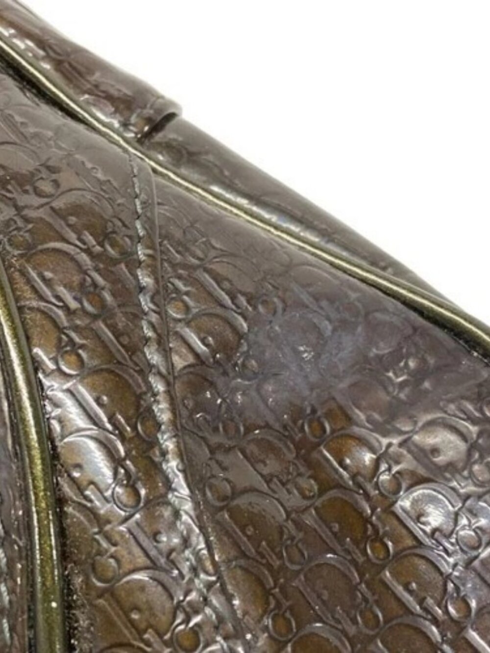 DIOR/ChristianDior Double Saddle Bag Dark Brown Patent Leather Shoulder Bag - Picture 15 of 15
